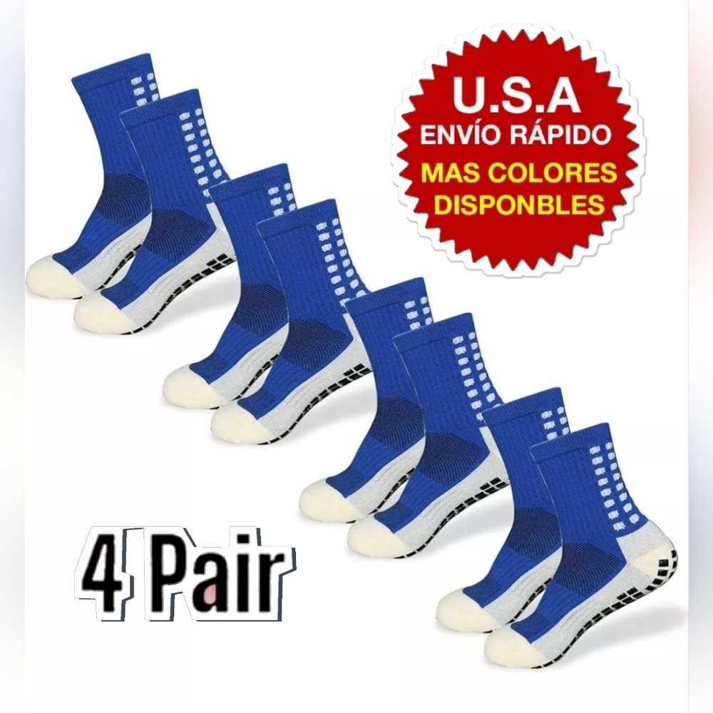 4 Pairs Men's Soccer Socks Non-Slip Grip Pads for Soccer Basketball Fútbol Spor